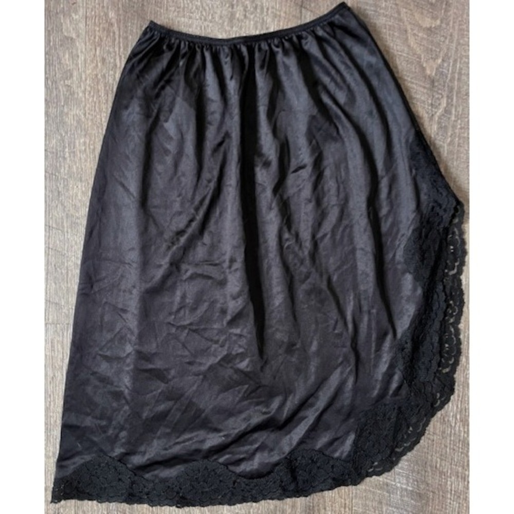 Vintage Black half slip with lace trim Sears‎ Size Small